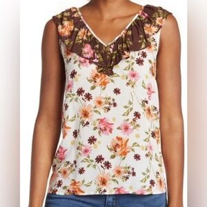 Floral Sleeveless Top with Ruffle Detail - NWT